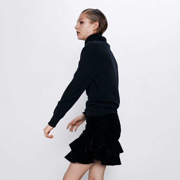 ZARA VELVET MINI SKIRT - Picture 8 of 10